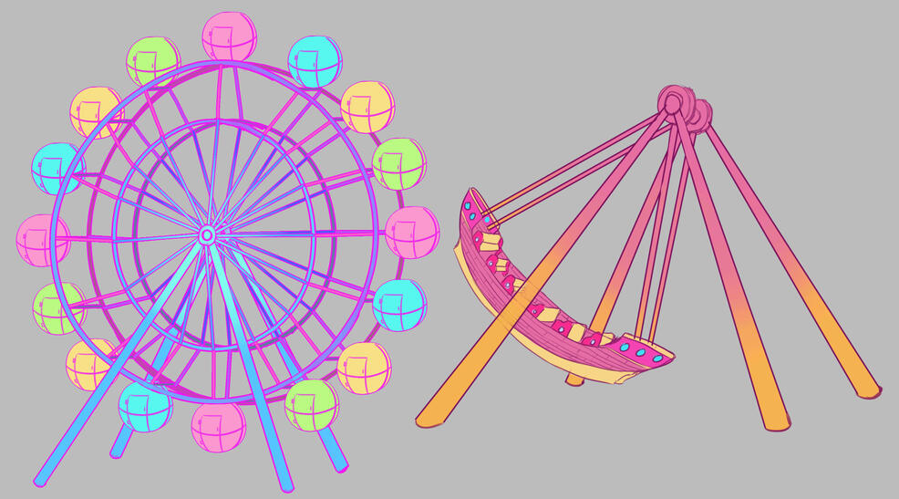 Ferris wheel & Pirate Ship